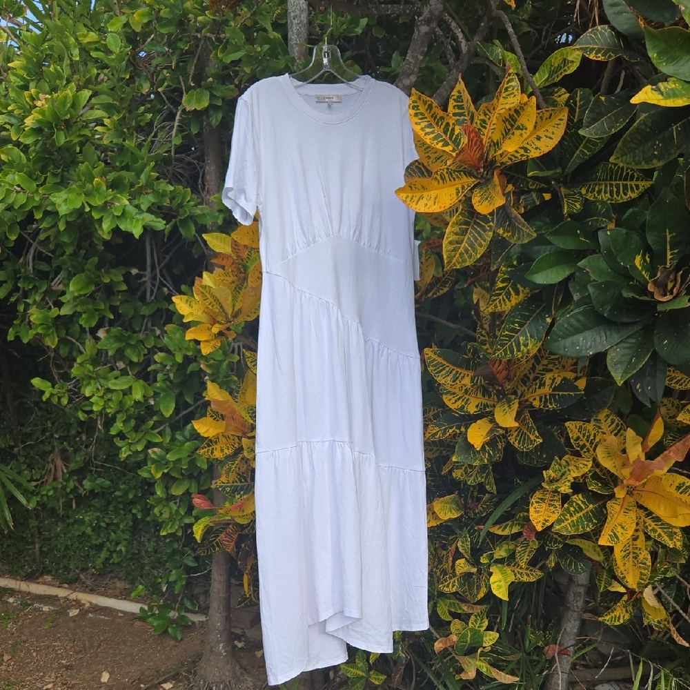 FRAME Gathered Seam Short Sleeve Dress